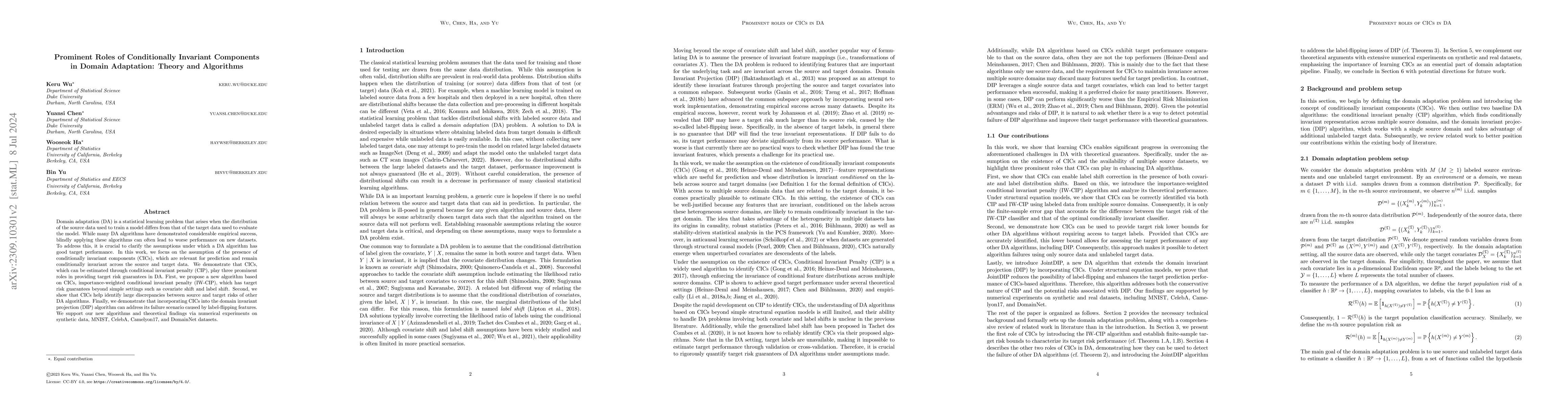 Thumbnail for Prominent Roles of Conditionally Invariant Components in Domain
  Adaptation: Theory and Algorithms
