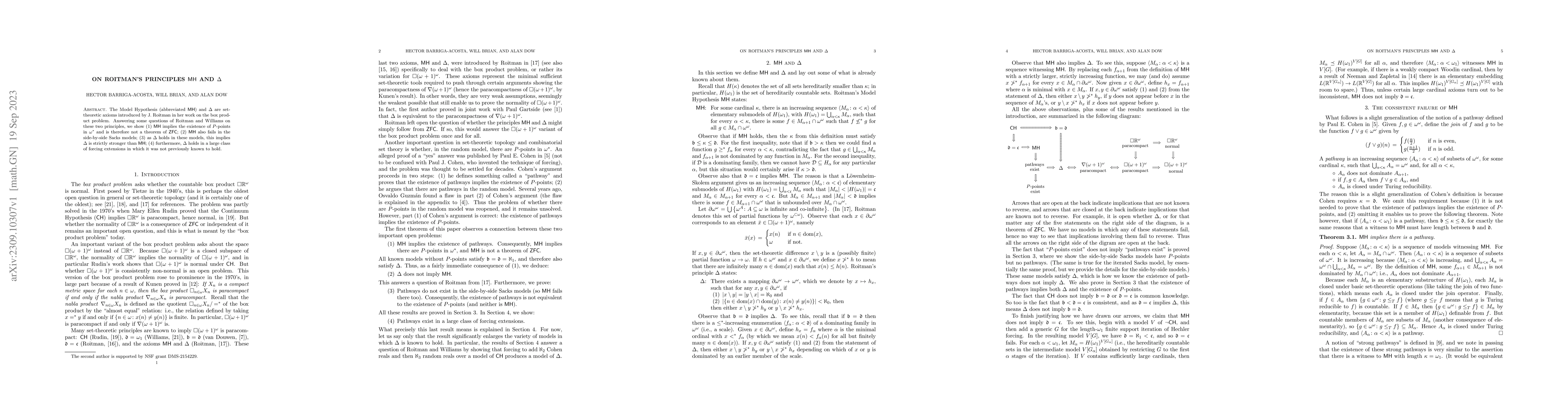 Thumbnail for On Roitman's principles $\mathsf{MH}$ and $\Delta$