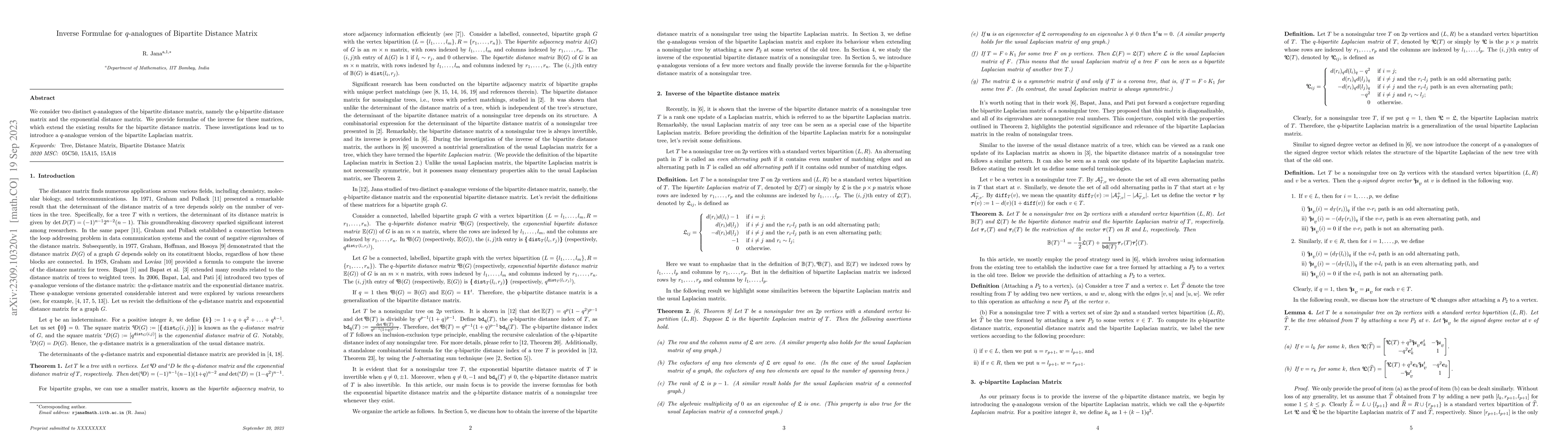 Thumbnail for Inverse Formulae for $q$-analogues of Bipartite Distance Matrix