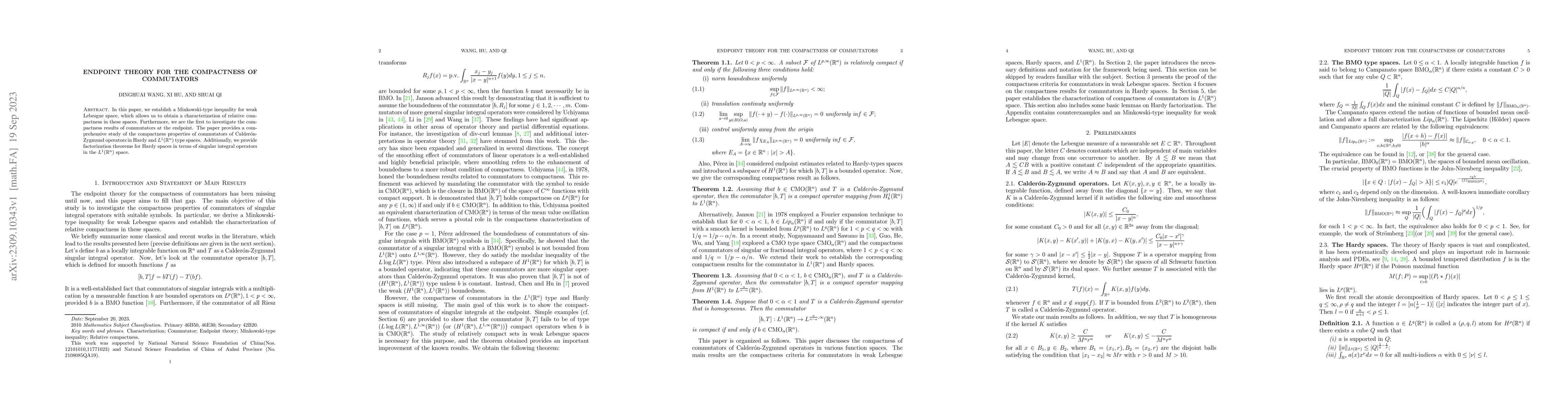 Thumbnail for Endpoint theory for the compactness of commutators