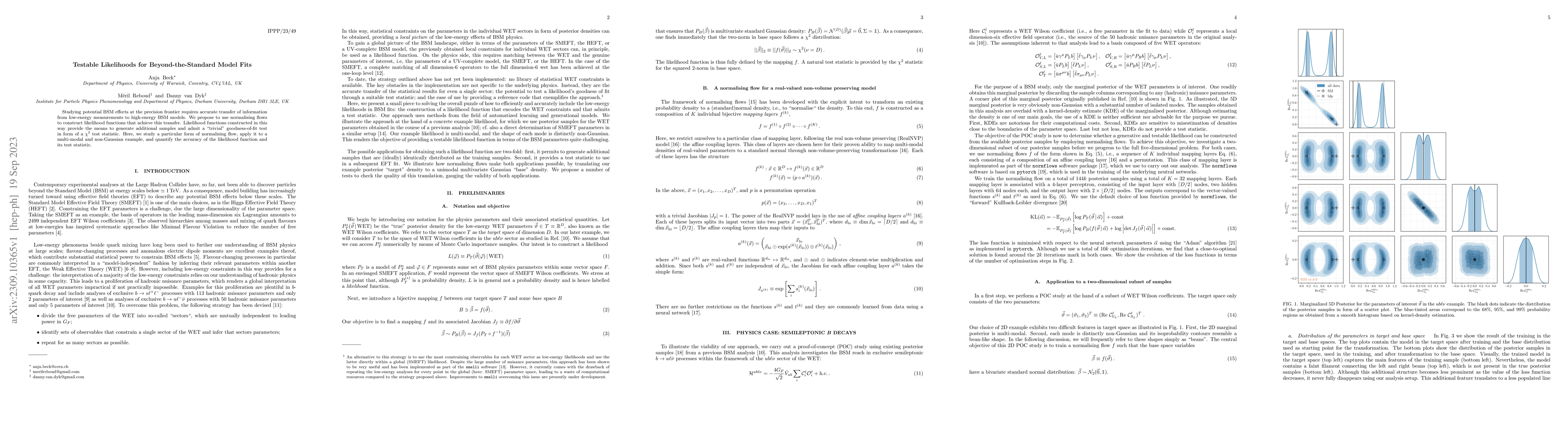 Thumbnail for Testable Likelihoods for Beyond-the-Standard Model Fits