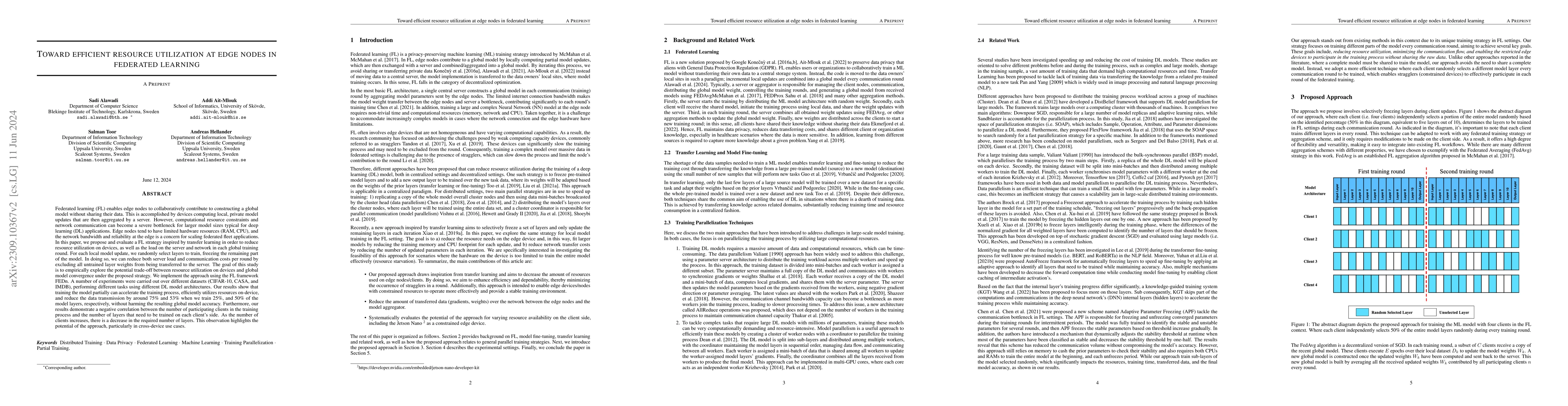 Thumbnail for Toward efficient resource utilization at edge nodes in federated
  learning
