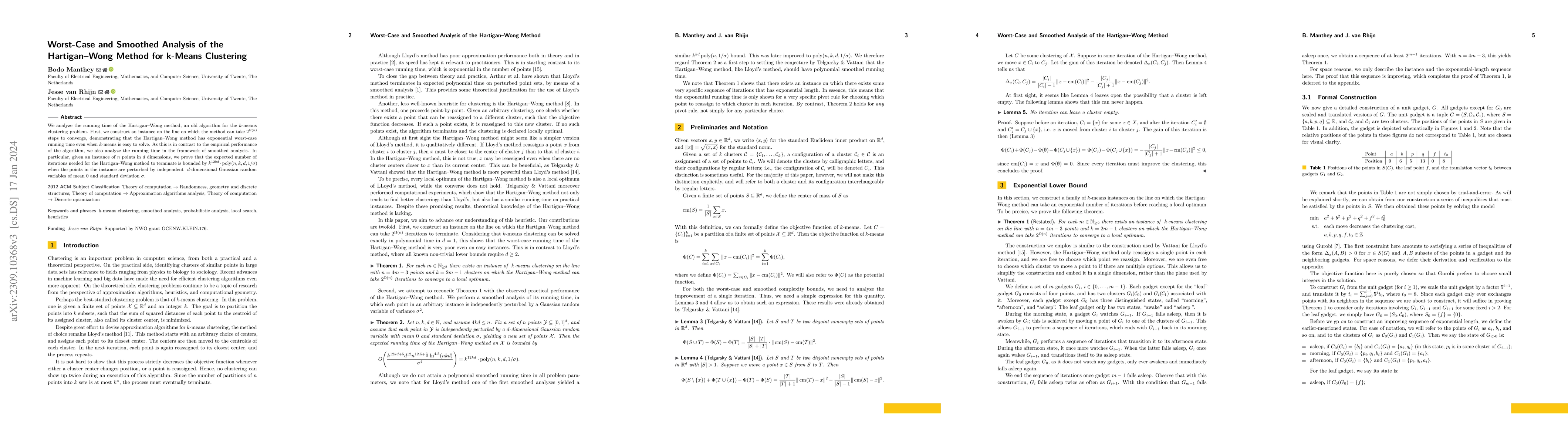 Thumbnail for Worst-Case and Smoothed Analysis of the Hartigan-Wong Method for k-Means
  Clustering