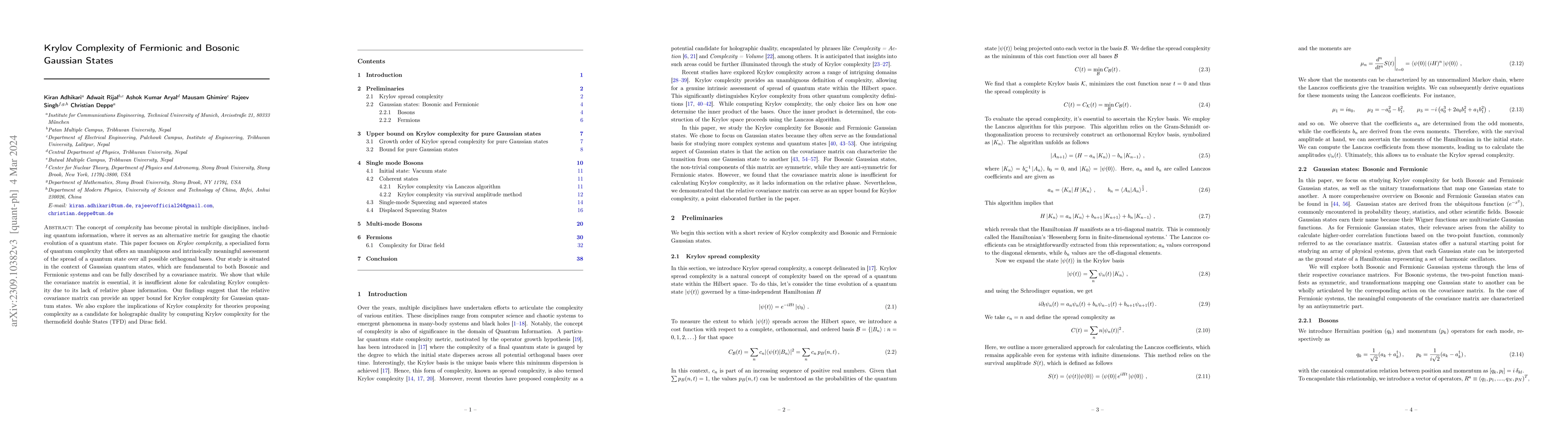 Thumbnail for Krylov Complexity of Fermionic and Bosonic Gaussian States