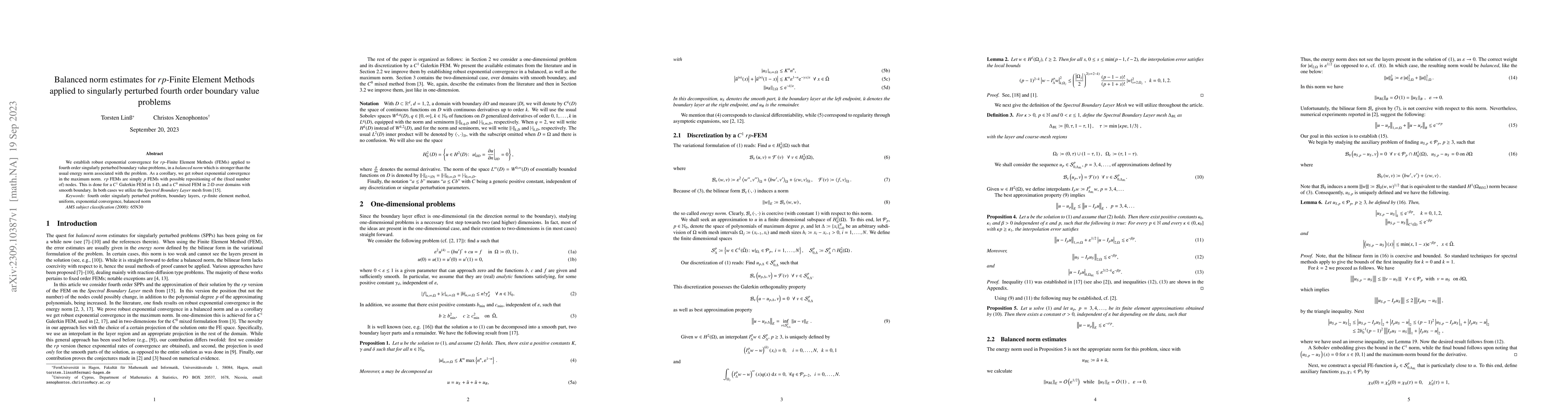 Thumbnail for Balanced norm estimates for $rp$-Finite Element Methods applied to
  singularly perturbed fourth order boundary value problems