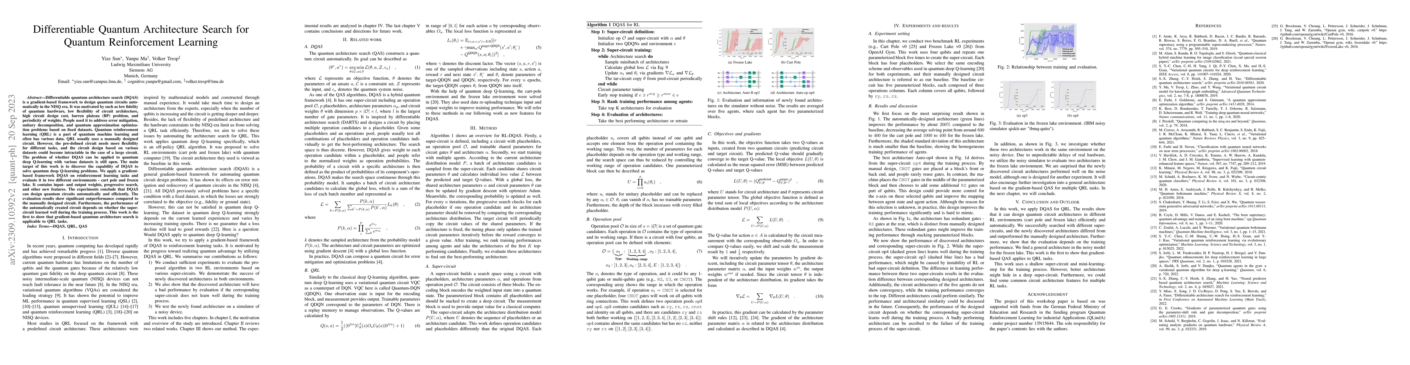 Thumbnail for Differentiable Quantum Architecture Search for Quantum Reinforcement
  Learning