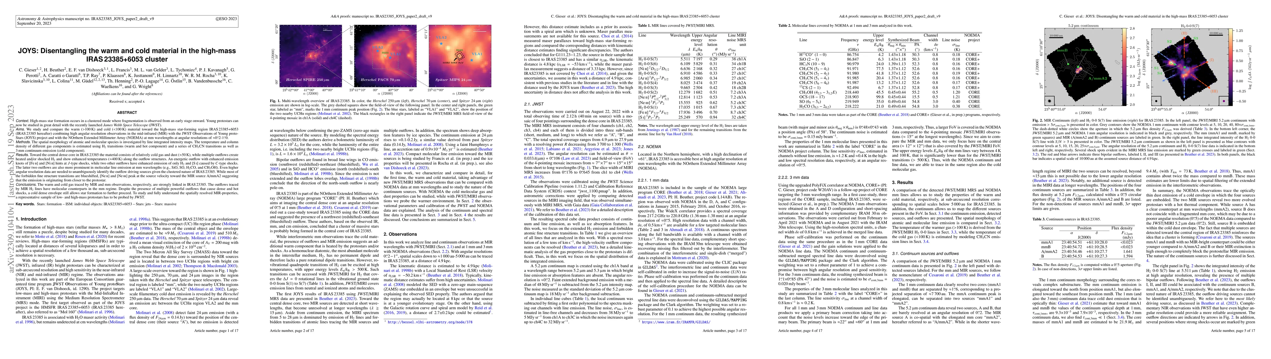 Thumbnail for JOYS: Disentangling the warm and cold material in the high-mass IRAS
  23385+6053 cluster