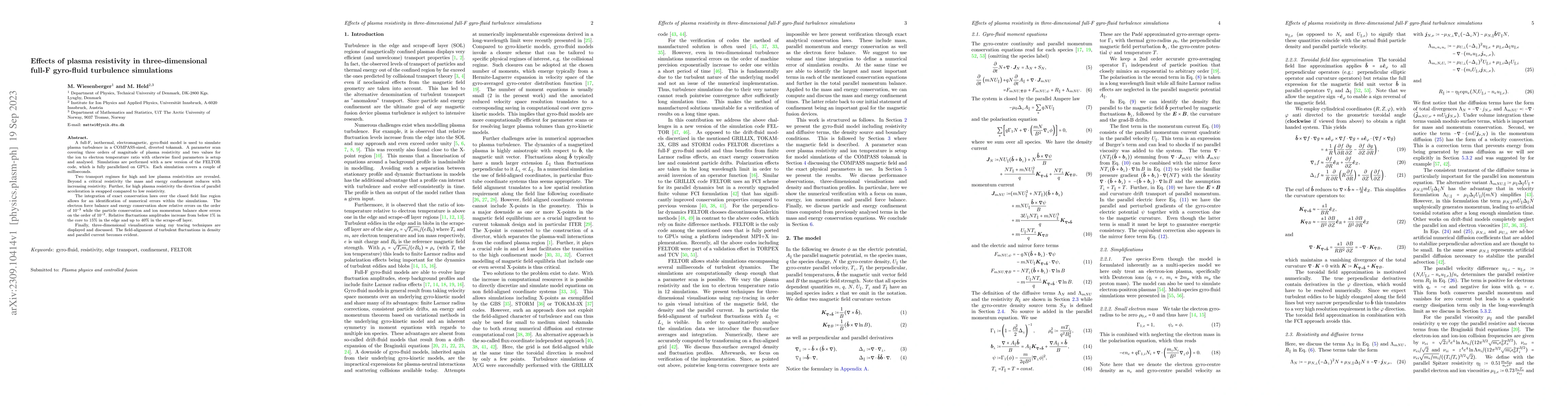 Thumbnail for Effects of plasma resistivity in three-dimensional full-F gyro-fluid
  turbulence simulations