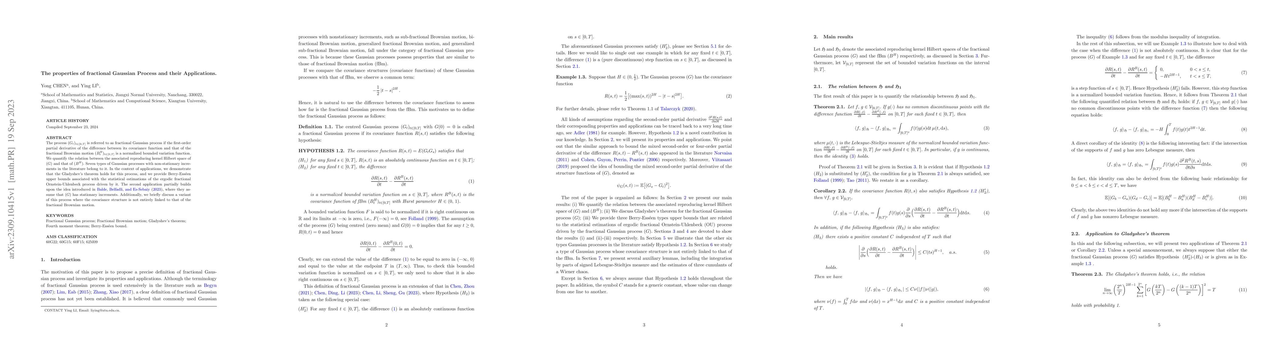 Thumbnail for The Properties of Fractional Gaussian Process and Their Applications