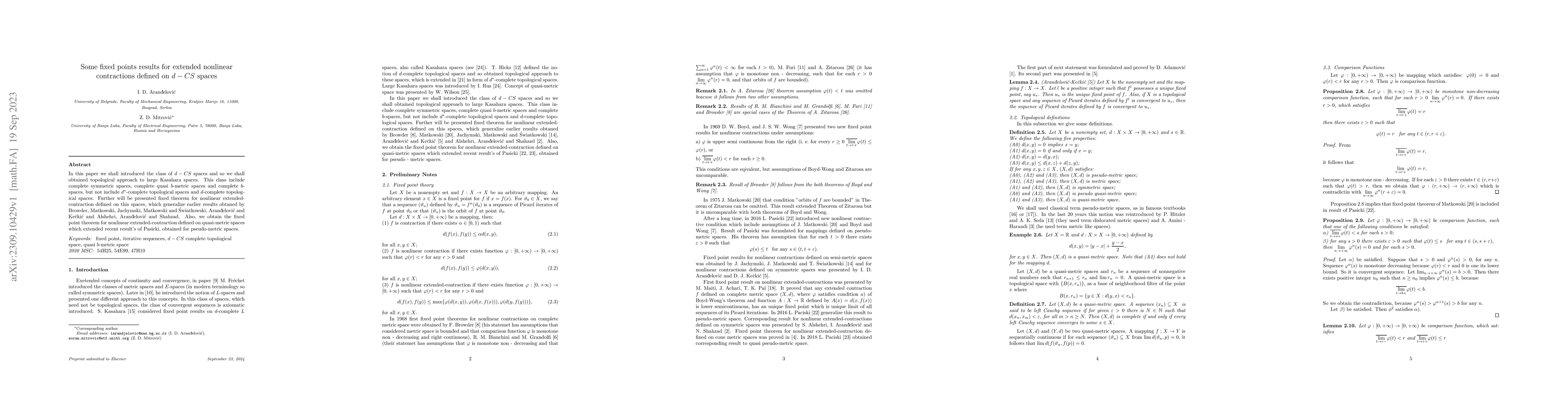 Thumbnail for Some fixed points results for extended nonlinear contractions defined on
  $d-CS$ spaces
