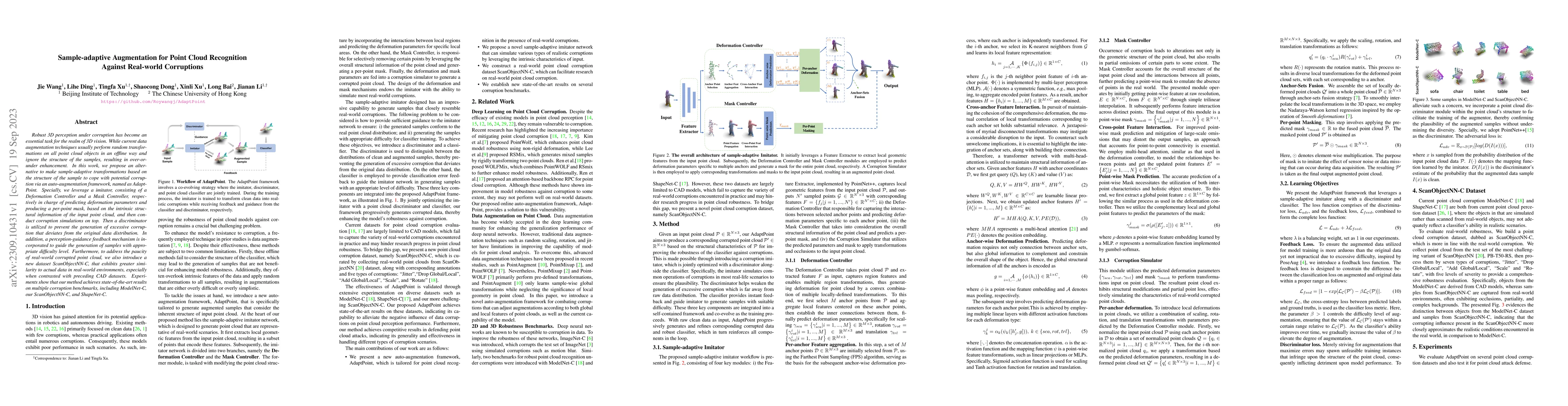 Thumbnail for Sample-adaptive Augmentation for Point Cloud Recognition Against
  Real-world Corruptions