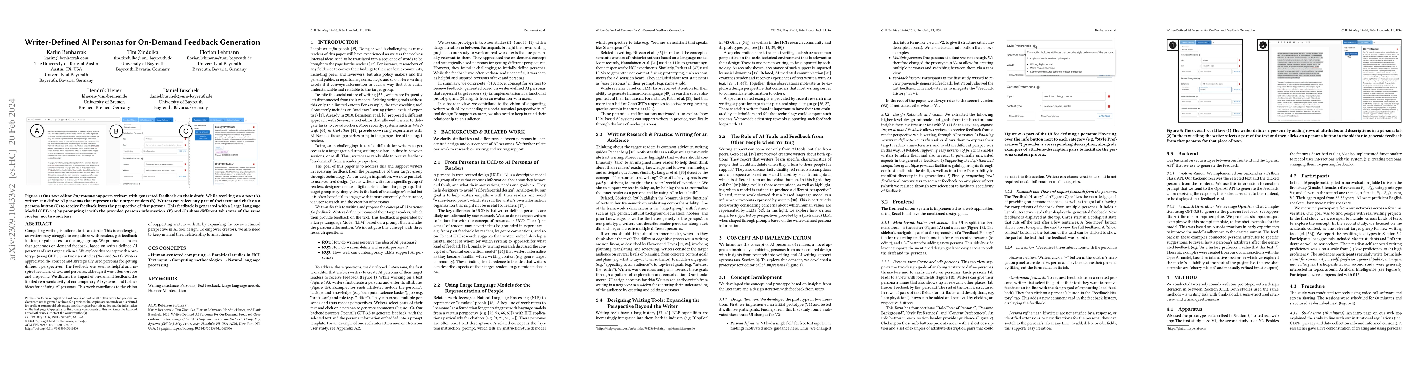 Thumbnail for Writer-Defined AI Personas for On-Demand Feedback Generation
