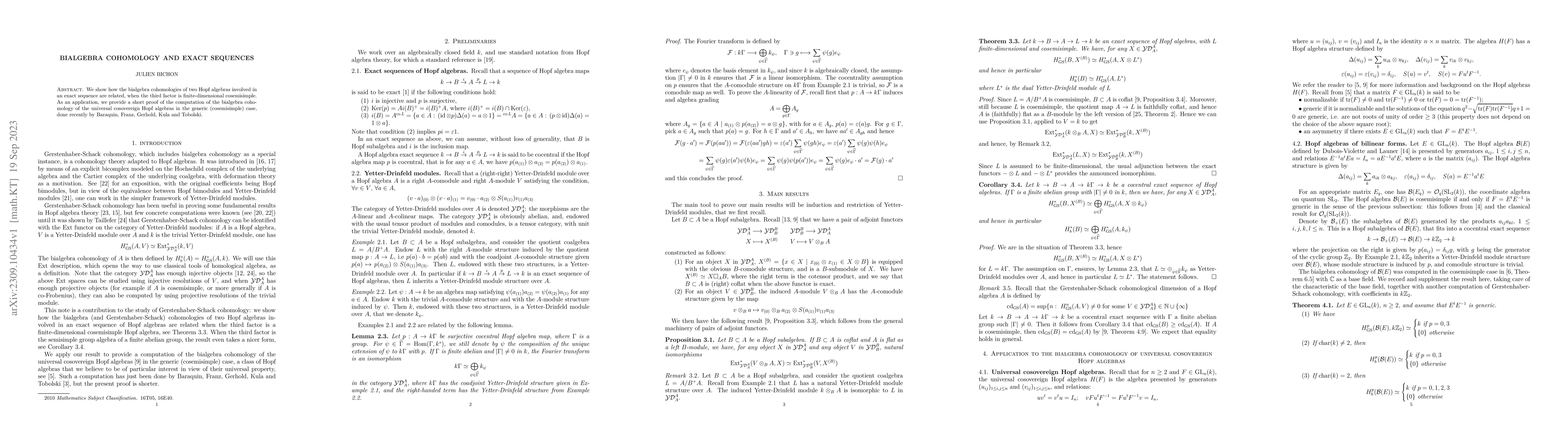 Thumbnail for Bialgebra cohomology and exact sequences