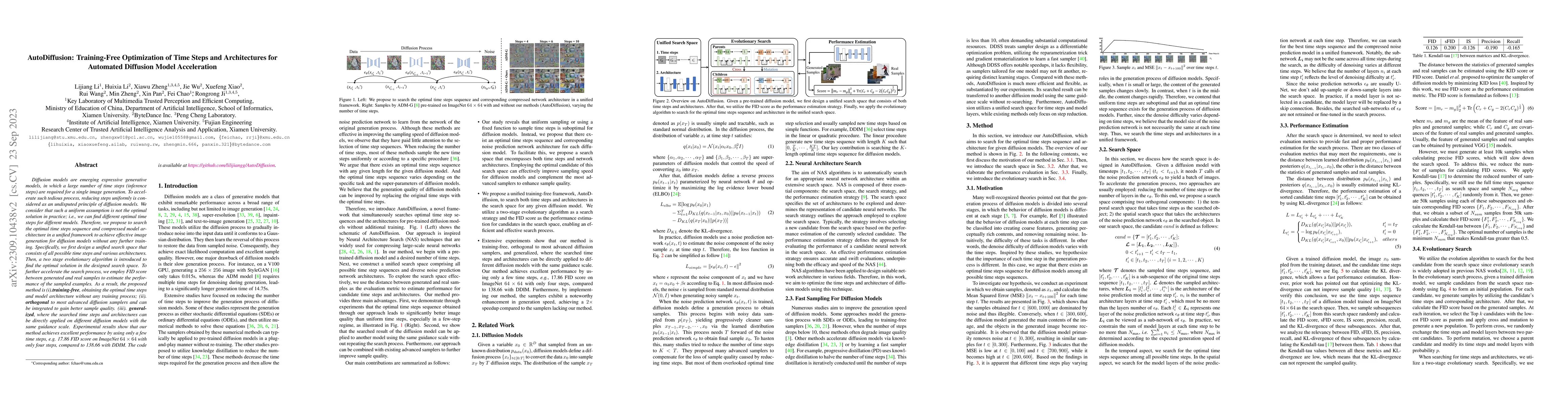 Thumbnail for AutoDiffusion: Training-Free Optimization of Time Steps and
  Architectures for Automated Diffusion Model Acceleration