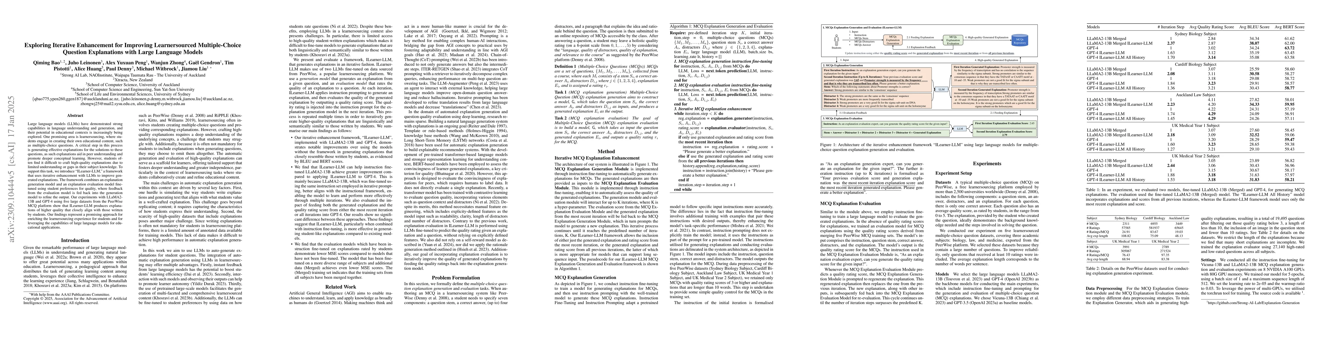 Thumbnail for Exploring Iterative Enhancement for Improving Learnersourced
  Multiple-Choice Question Explanations with Large Language Models