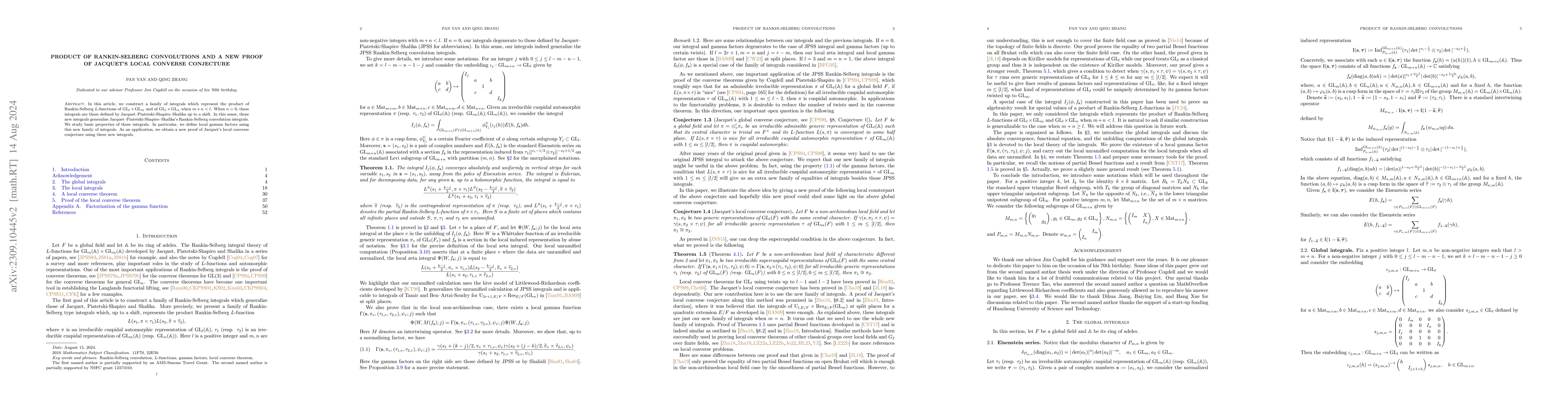 Thumbnail for Product of Rankin-Selberg convolutions and a new proof of Jacquet's
  local converse conjecture