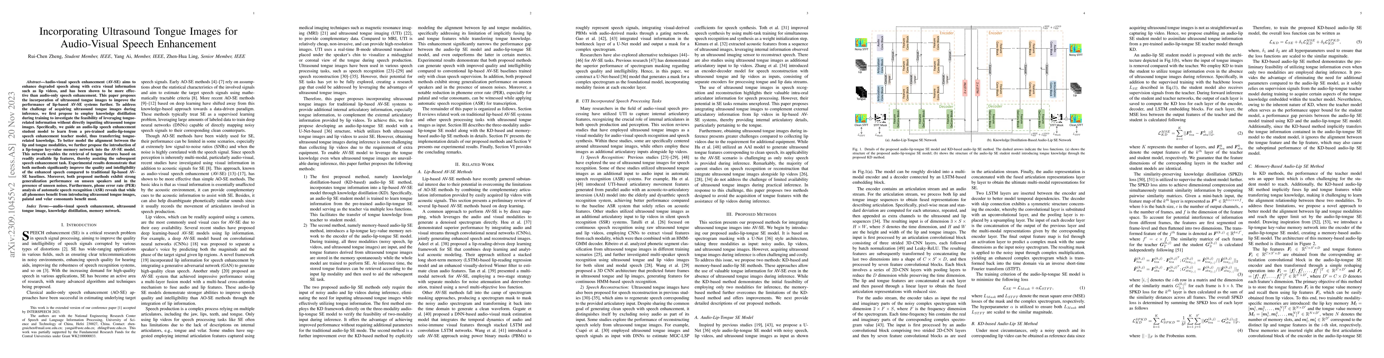 Thumbnail for Incorporating Ultrasound Tongue Images for Audio-Visual Speech
  Enhancement
