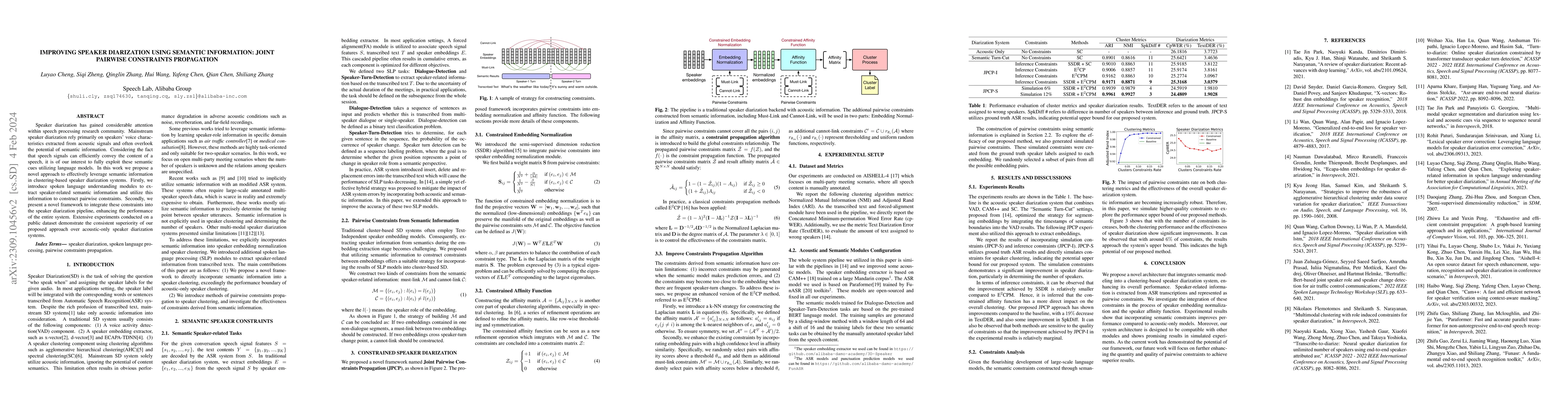 Thumbnail for Improving Speaker Diarization using Semantic Information: Joint Pairwise
  Constraints Propagation