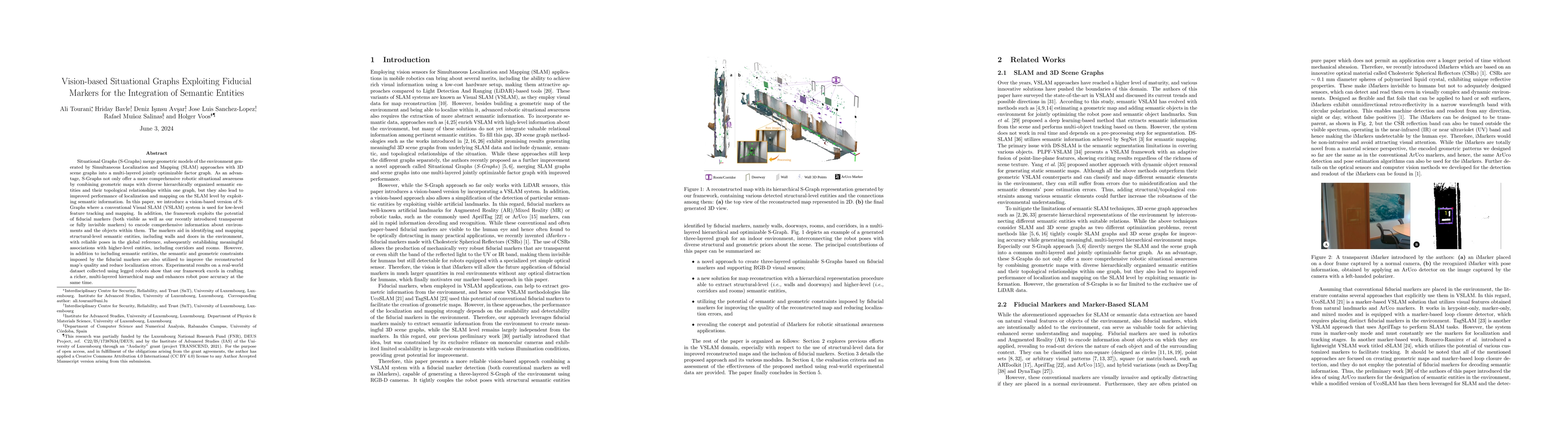 Thumbnail for Vision-based Situational Graphs Exploiting Fiducial Markers for the
  Integration of Semantic Entities