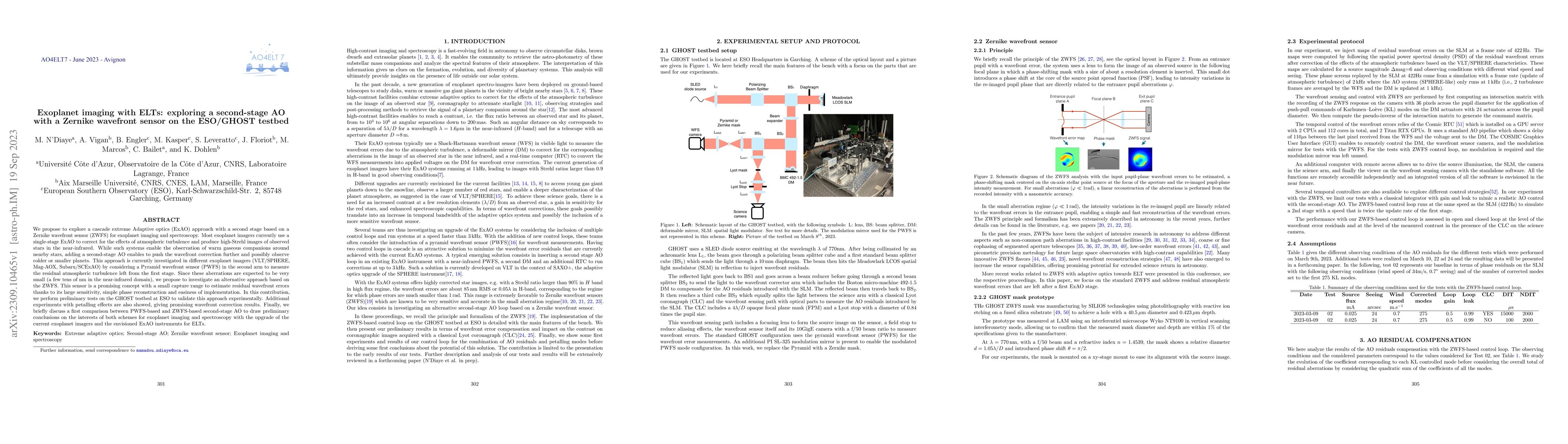 Thumbnail for Exoplanet imaging with ELTs: exploring a second-stage AO with a Zernike
  wavefront sensor on the ESO/GHOST testbed
