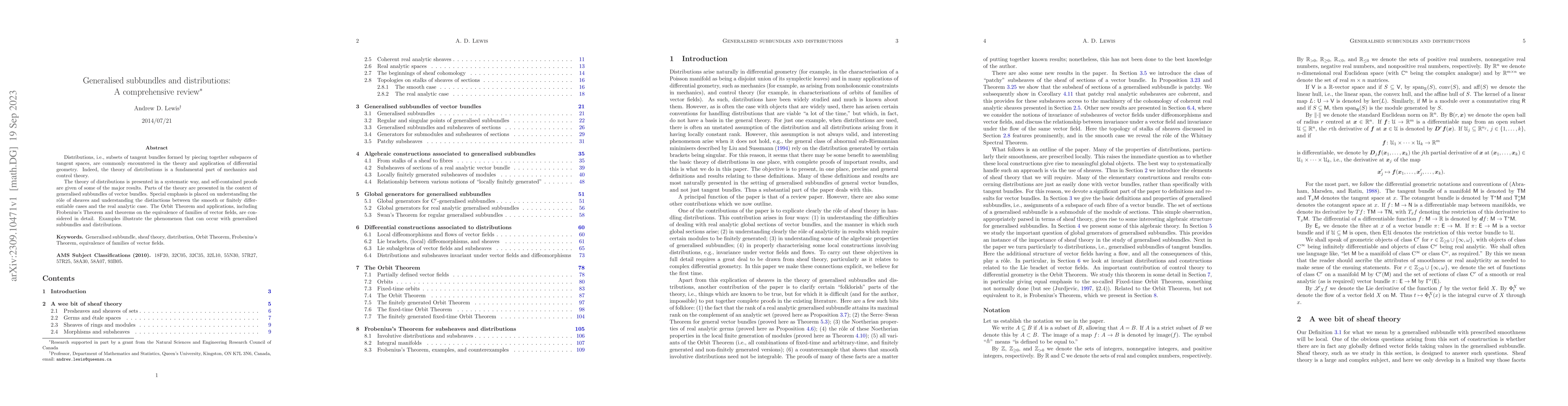 Thumbnail for Generalised subbundles and distributions: A comprehensive review