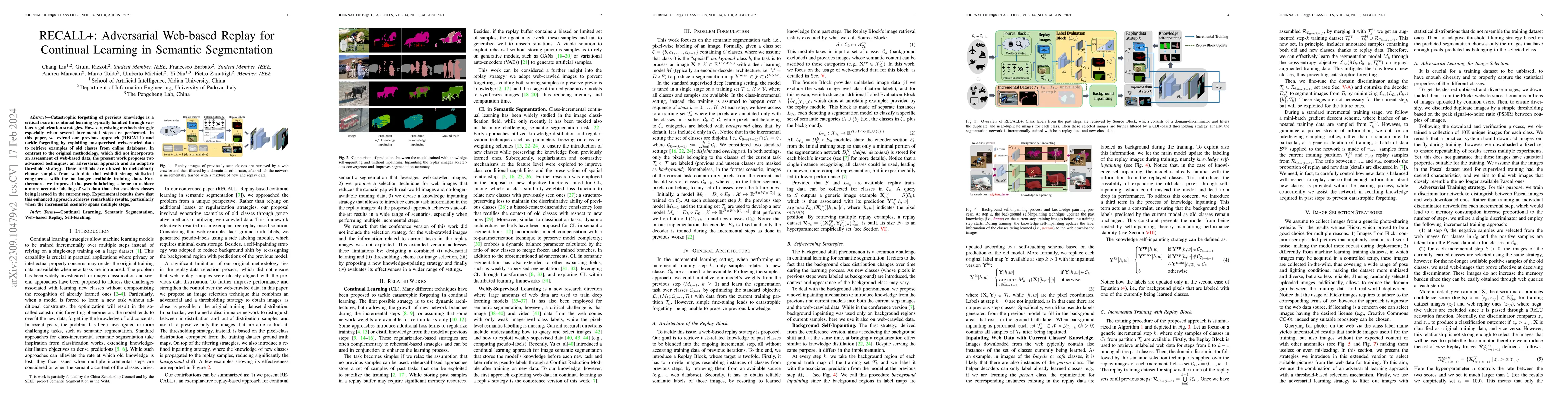 Thumbnail for RECALL+: Adversarial Web-based Replay for Continual Learning in Semantic
  Segmentation