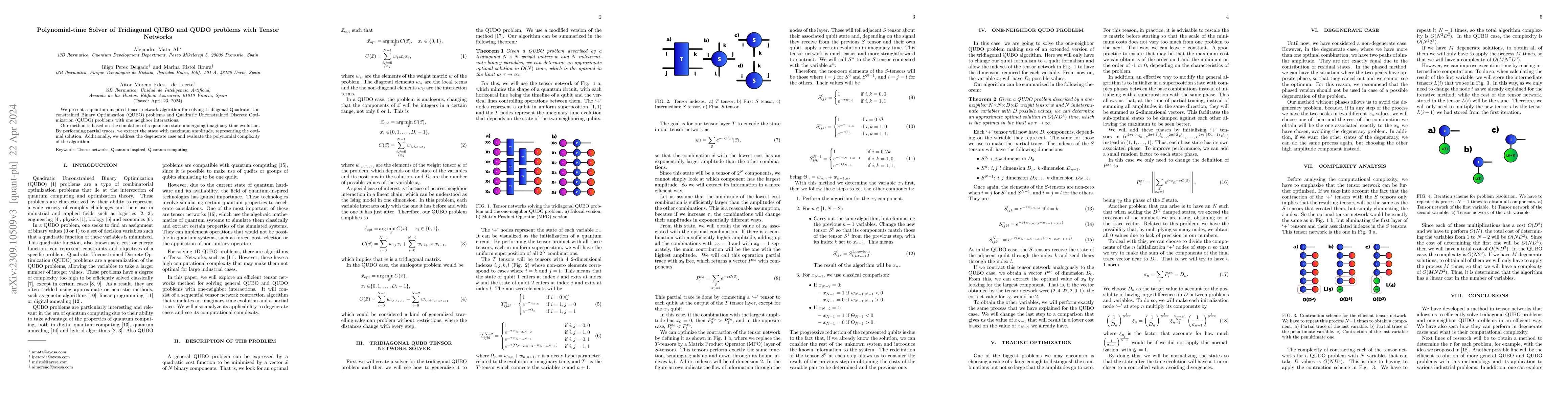 Thumbnail for Polynomial-time Solver of Tridiagonal QUBO and QUDO problems with Tensor
  Networks