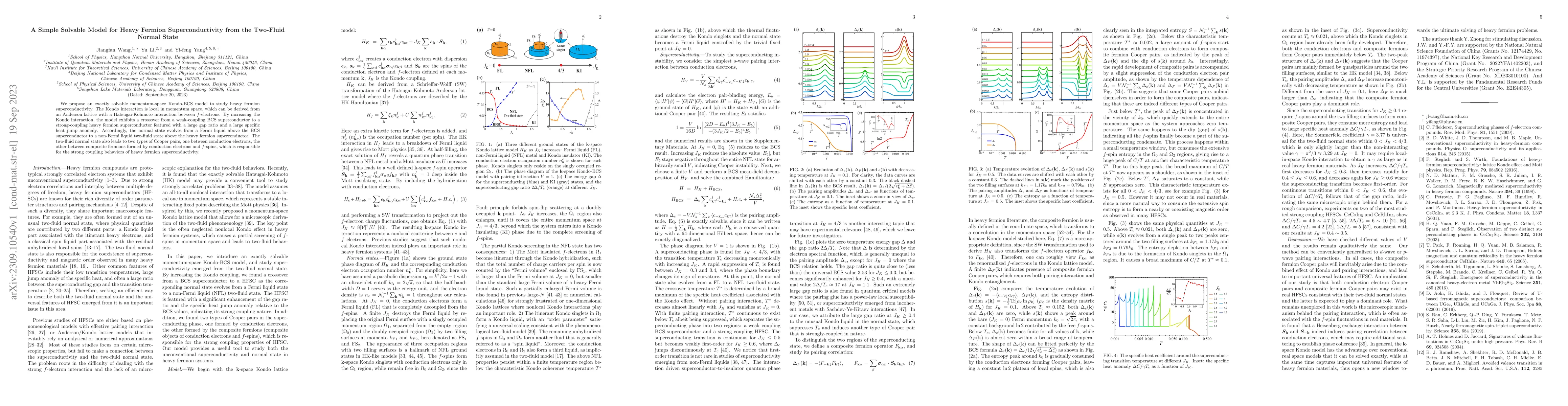 Thumbnail for A Simple Solvable Model for Heavy Fermion Superconductivity from the
  Two-Fluid Normal State