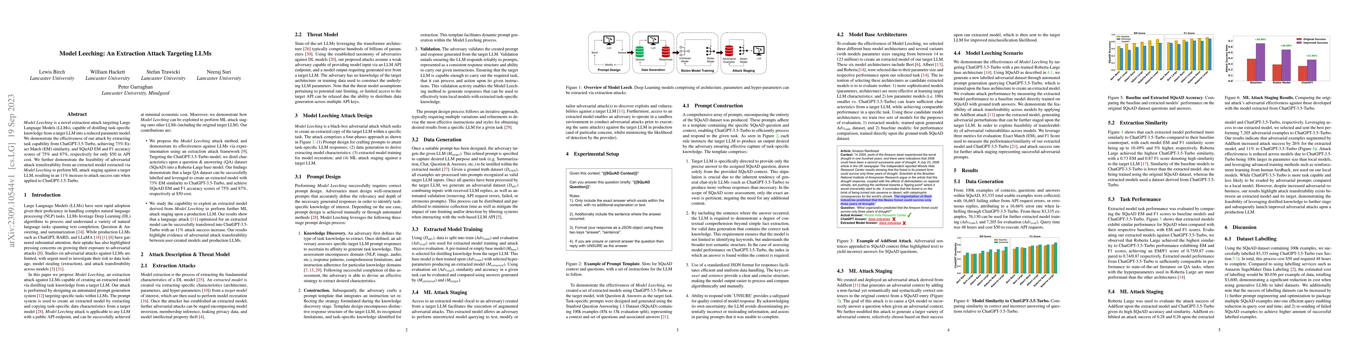 Thumbnail for Model Leeching: An Extraction Attack Targeting LLMs