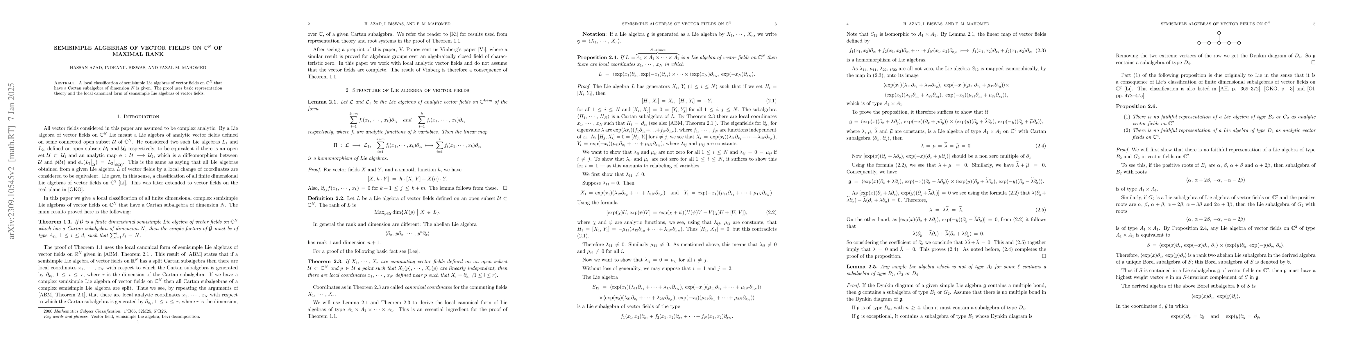 Thumbnail for Semisimple algebras of vector fields on C^N of maximal rank