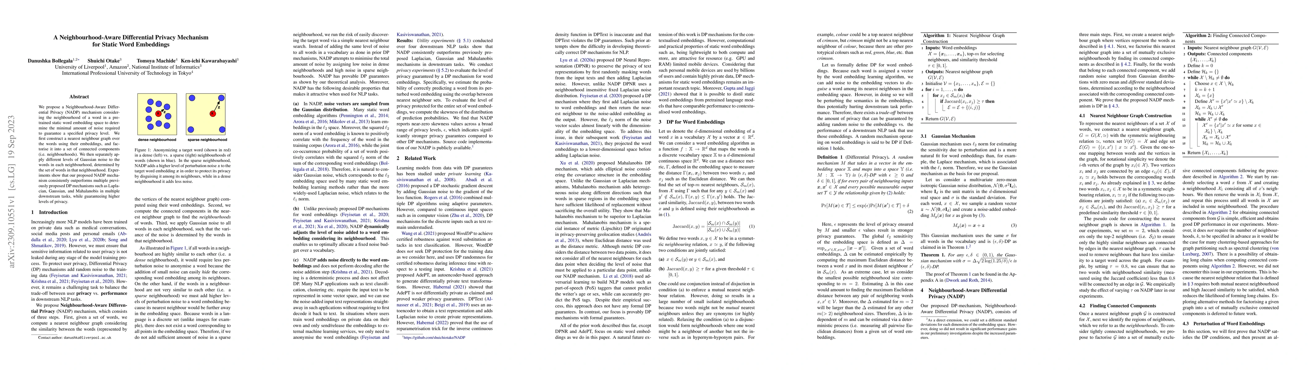 Thumbnail for A Neighbourhood-Aware Differential Privacy Mechanism for Static Word
  Embeddings