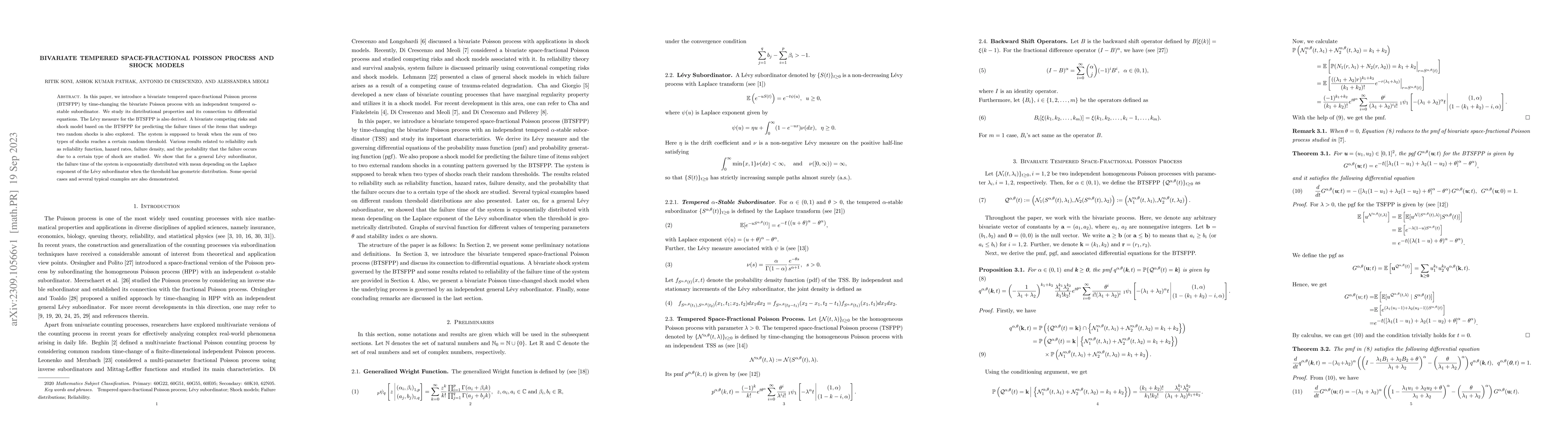 Thumbnail for Bivariate Tempered Space-Fractional Poisson Process and Shock Models