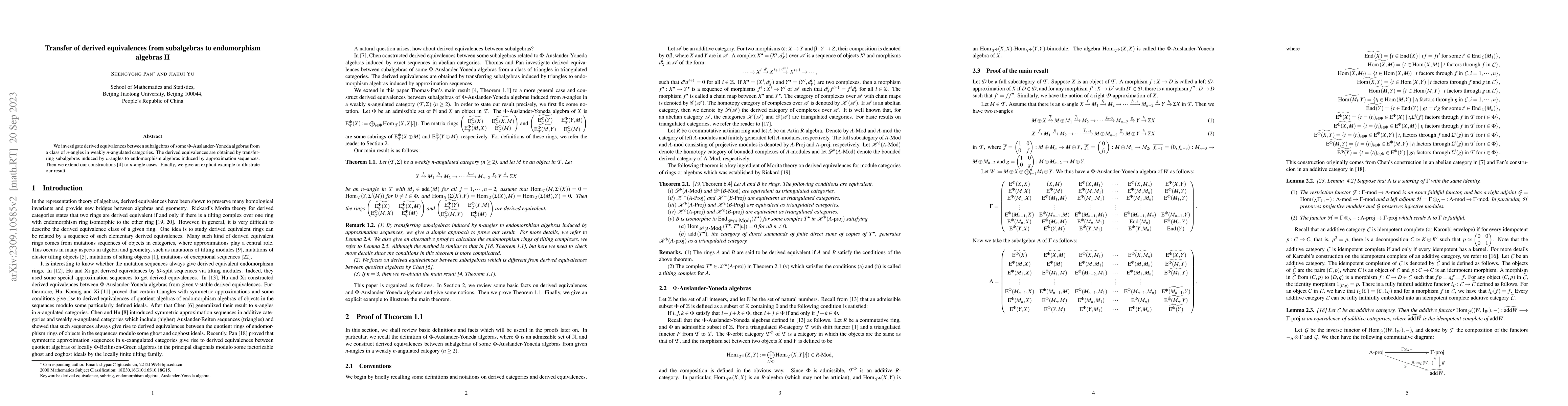 Thumbnail for Transfer of derived equivalences from subalgebras to endomorphism
  algebras II
