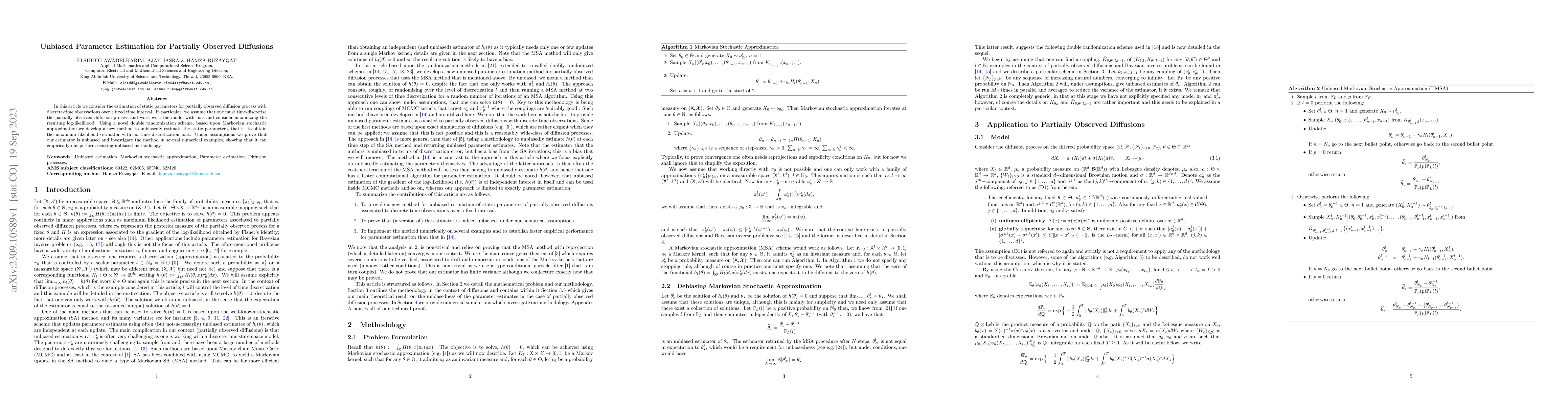 Thumbnail for Unbiased Parameter Estimation for Partially Observed Diffusions