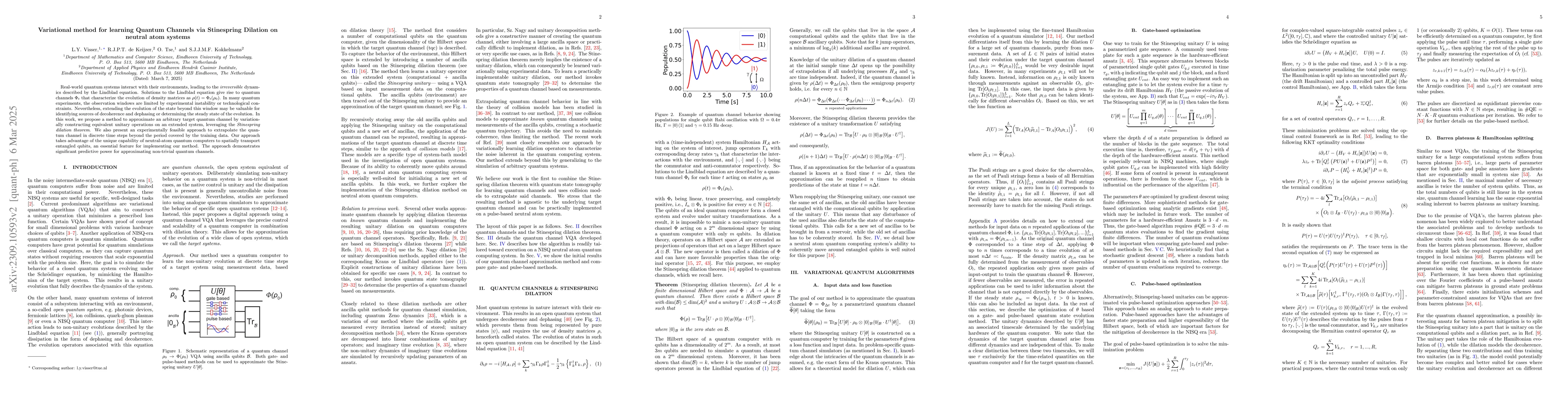 Thumbnail for Variational method for learning Quantum Channels via Stinespring
  Dilation on neutral atom systems