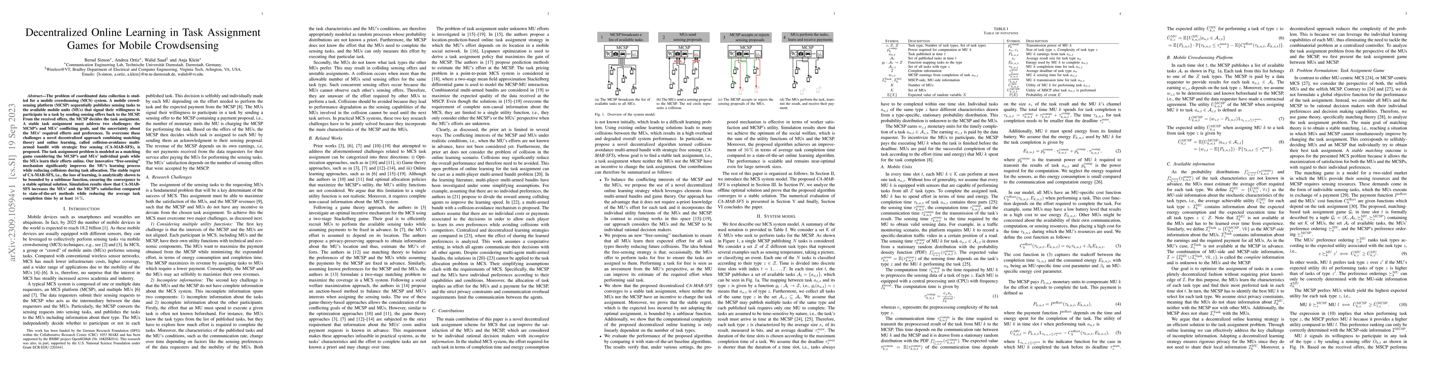 Thumbnail for Decentralized Online Learning in Task Assignment Games for Mobile
  Crowdsensing
