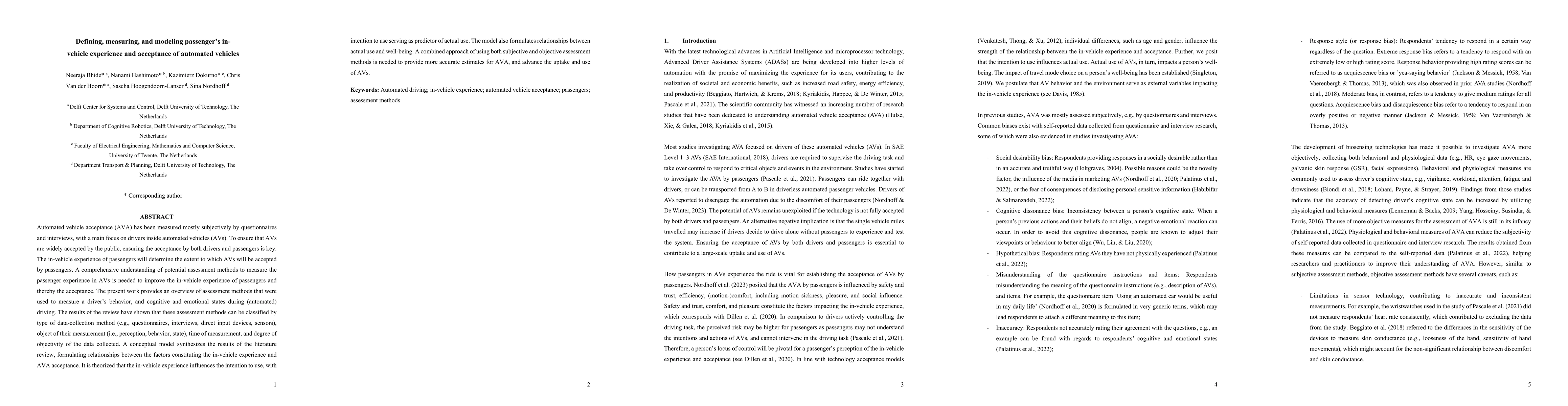 Thumbnail for Defining, measuring, and modeling passenger's in-vehicle experience and
  acceptance of automated vehicles