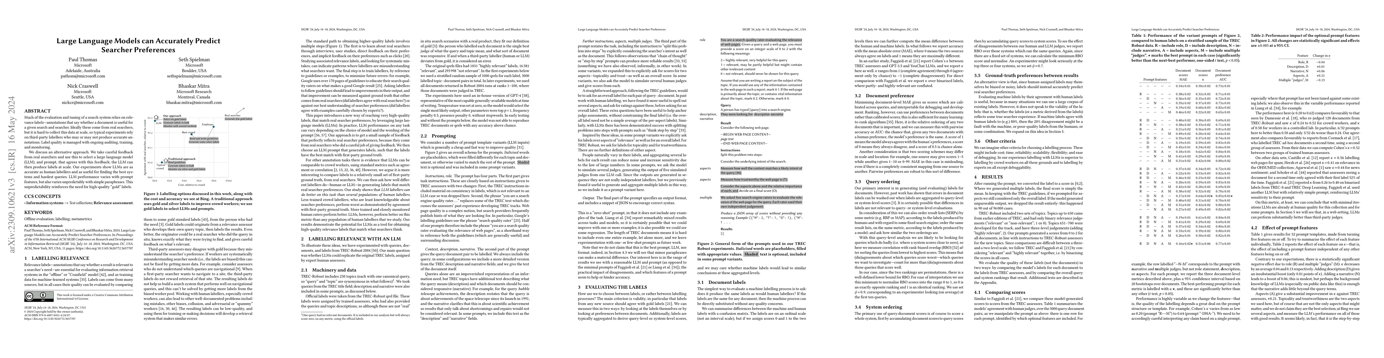 Thumbnail for Large language models can accurately predict searcher preferences