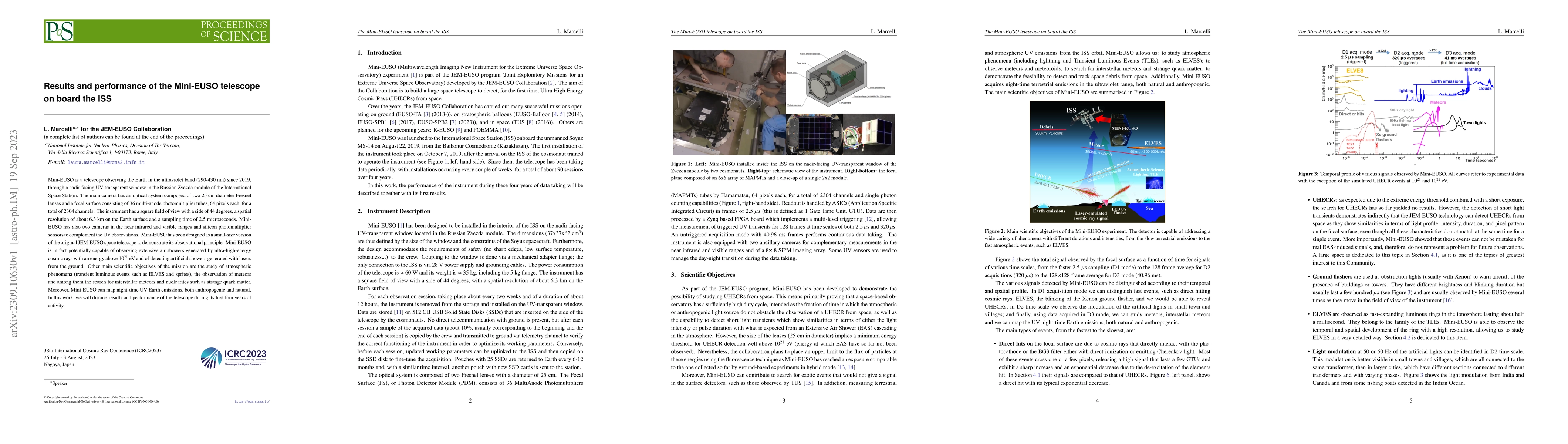 Thumbnail for Results and performance of the Mini-EUSO telescope on board the ISS