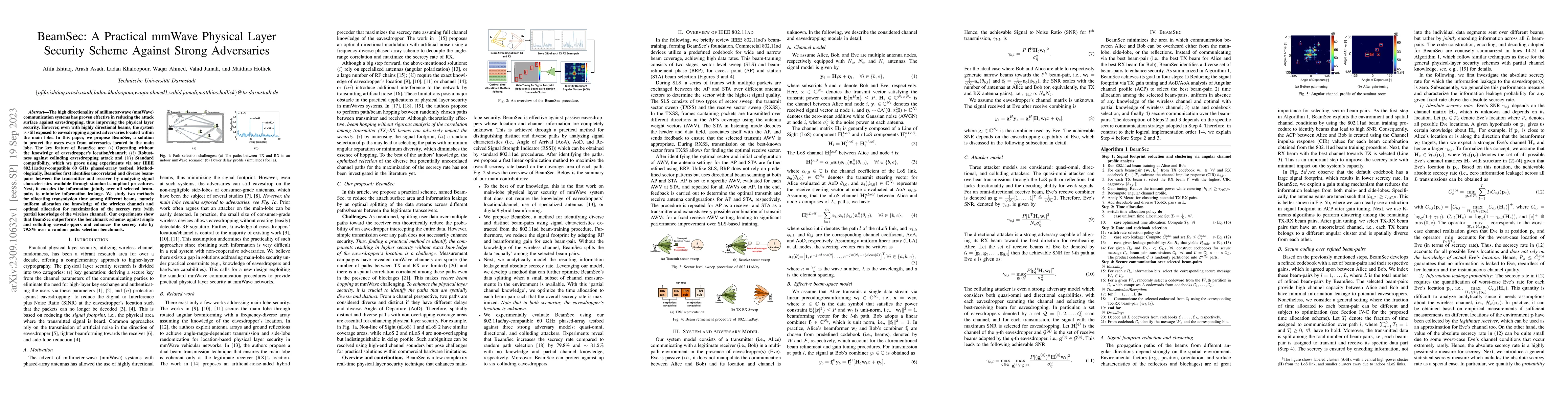Thumbnail for BeamSec: A Practical mmWave Physical Layer Security Scheme Against
  Strong Adversaries