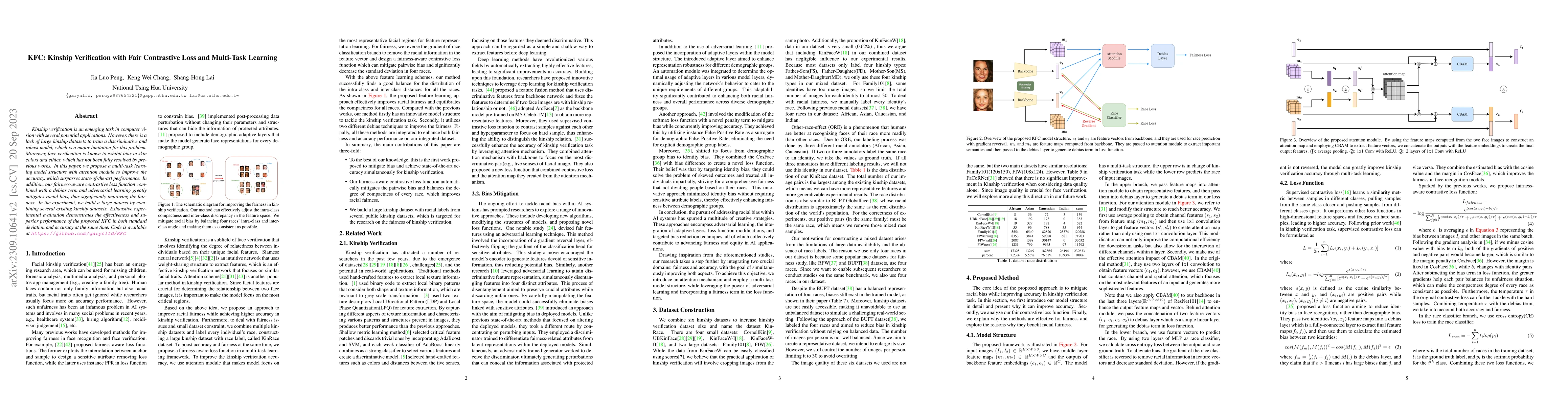 Thumbnail for KFC: Kinship Verification with Fair Contrastive Loss and Multi-Task
  Learning