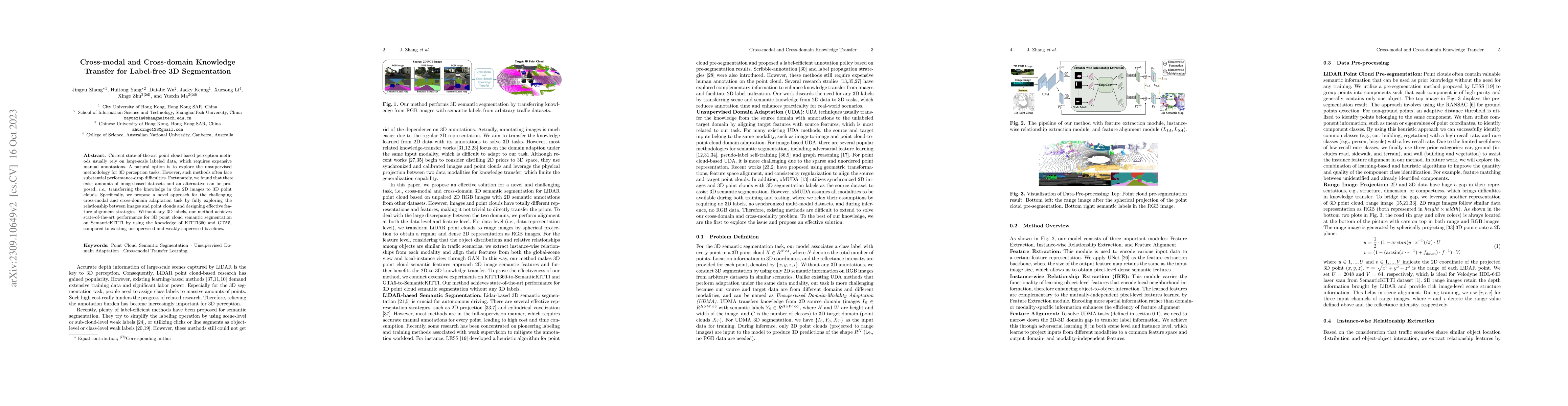 Thumbnail for Cross-modal and Cross-domain Knowledge Transfer for Label-free 3D
  Segmentation