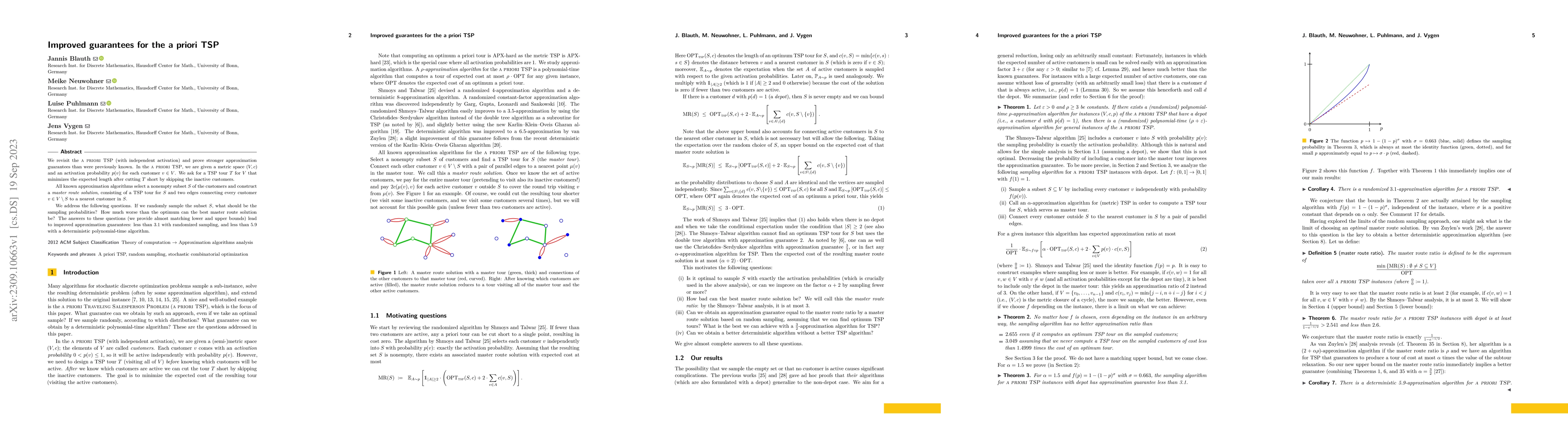 Thumbnail for Improved guarantees for the a priori TSP