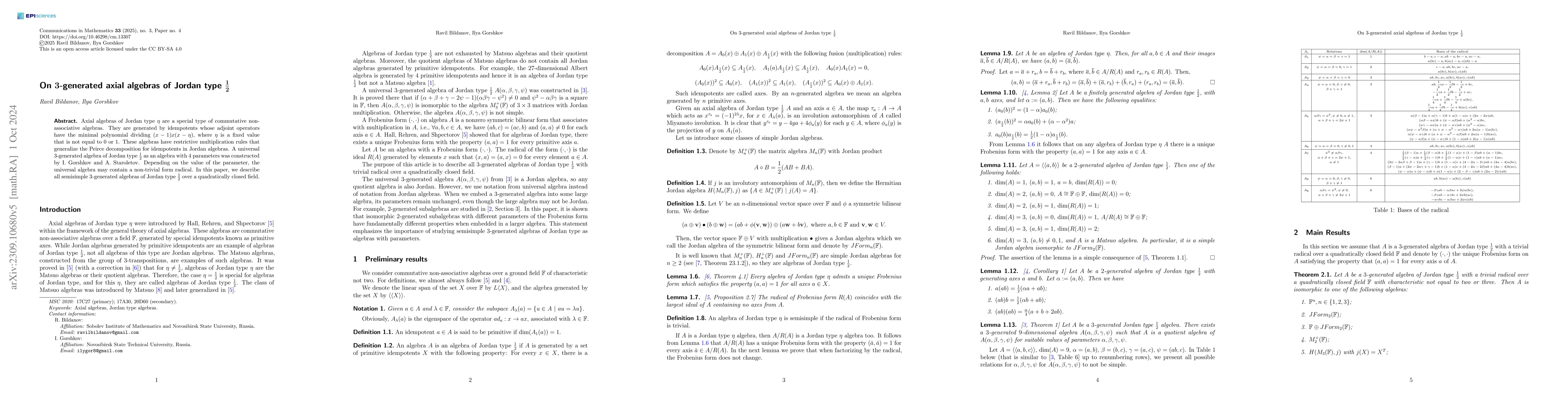 Thumbnail for On 3-generated axial algebras of Jordan type half