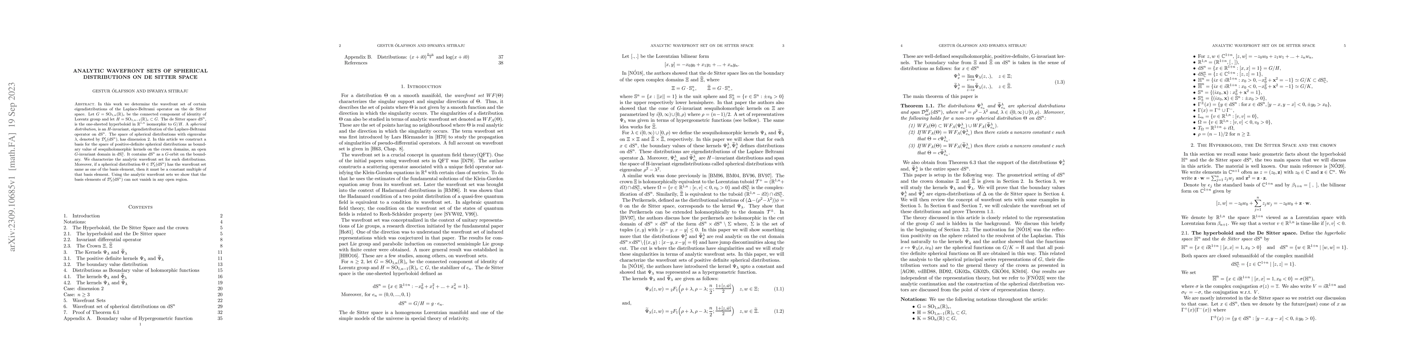 Thumbnail for Analytic Wavefront Sets of Spherical Distributions on De Sitter Space