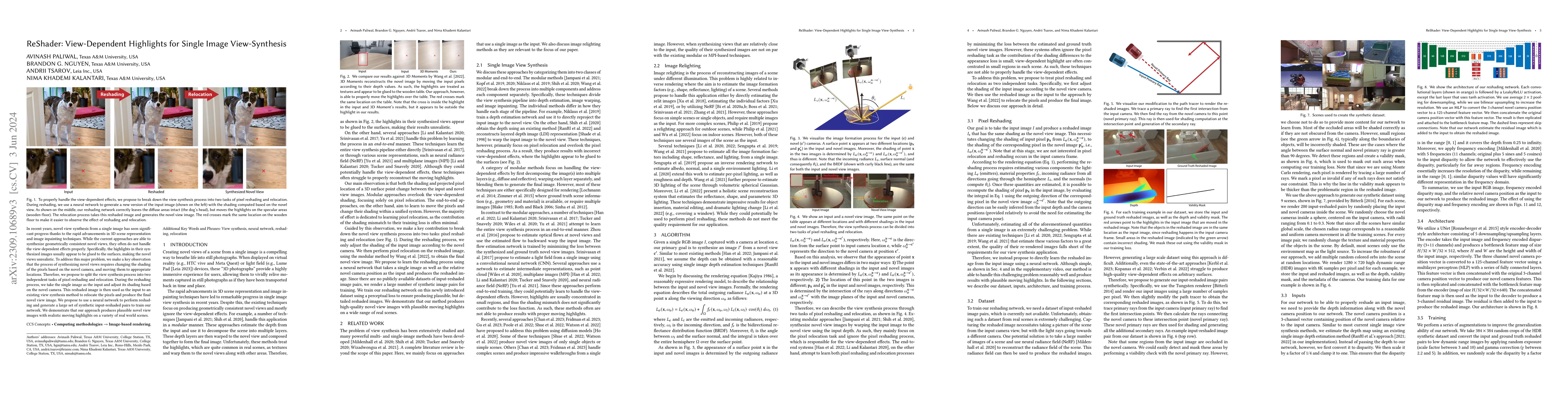 Thumbnail for ReShader: View-Dependent Highlights for Single Image View-Synthesis