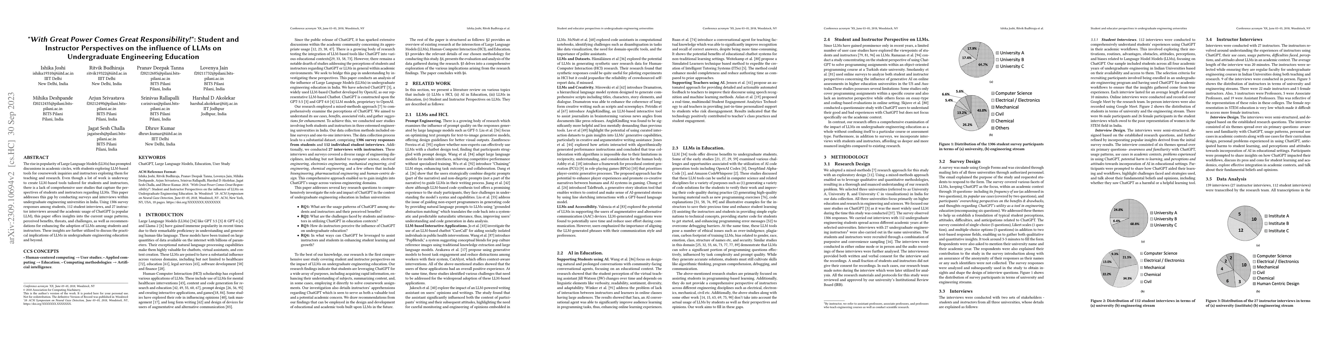 Thumbnail for "With Great Power Comes Great Responsibility!": Student and Instructor
  Perspectives on the influence of LLMs on Undergraduate Engineering Education