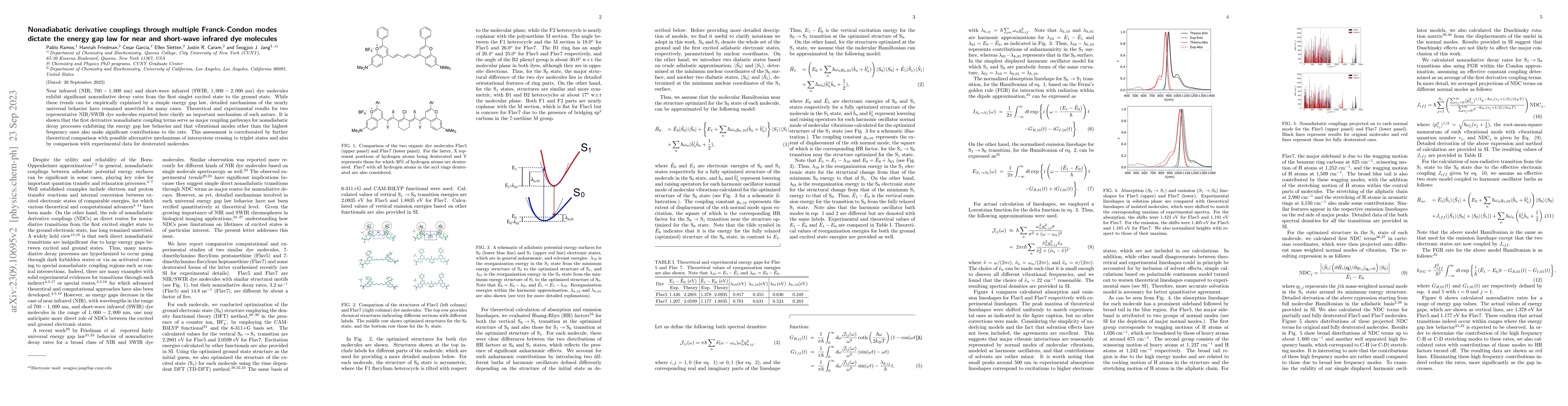 Thumbnail for Nonadiabatic derivative couplings through multiple Franck-Condon modes
  dictate the energy gap law for near and short-wave infrared dye molecules