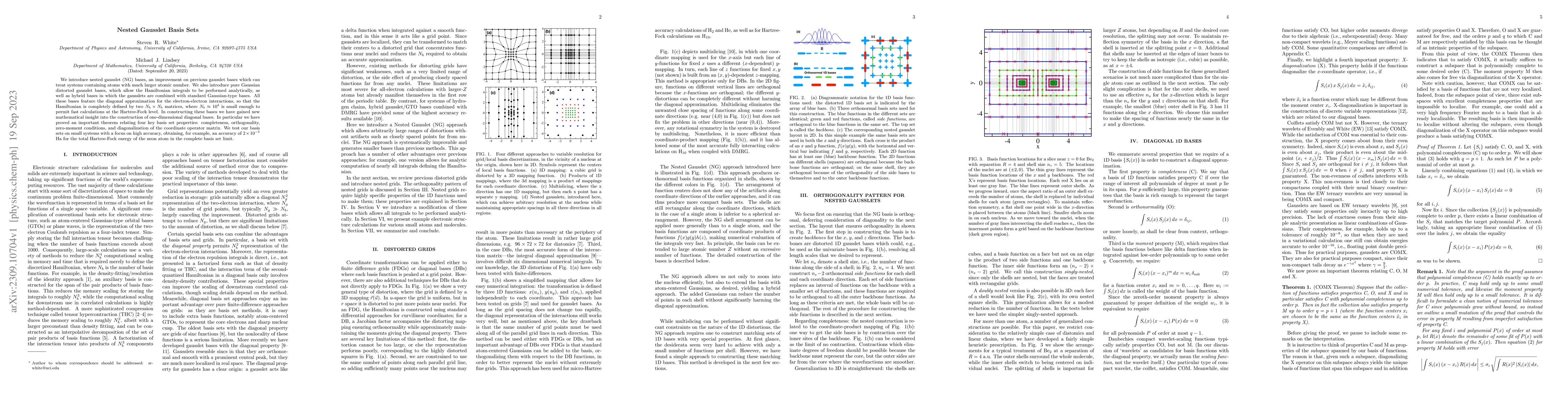 Thumbnail for Nested Gausslet Basis Sets