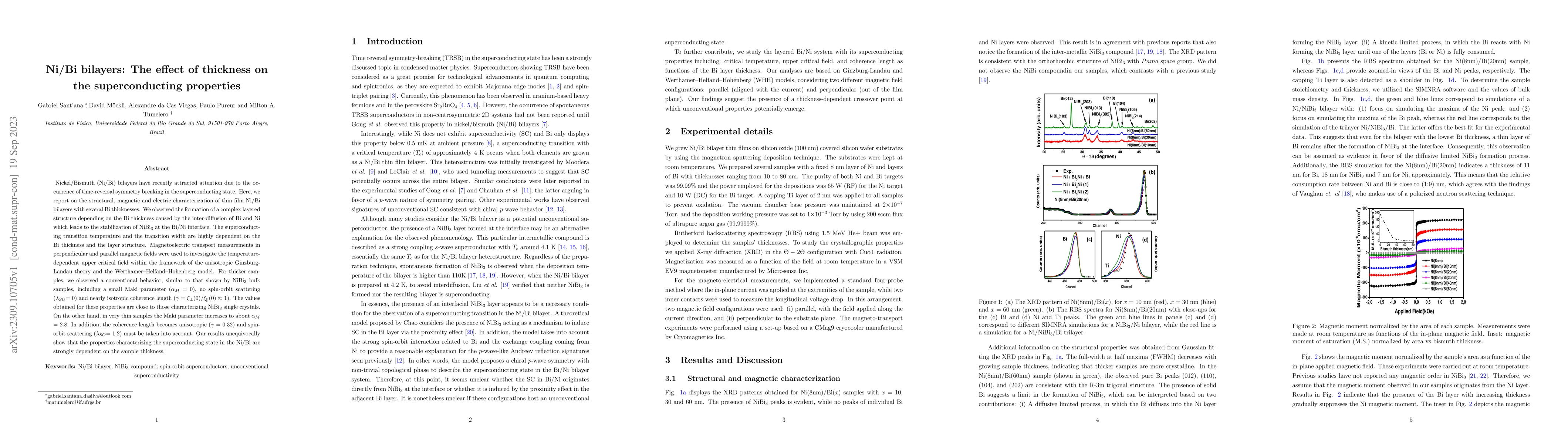 Thumbnail for Ni/Bi bilayers: The effect of thickness on the superconducting
  properties